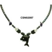 Hematite Dolphin Pendant Beads Stone Chain Choker Fashion Women Necklace
